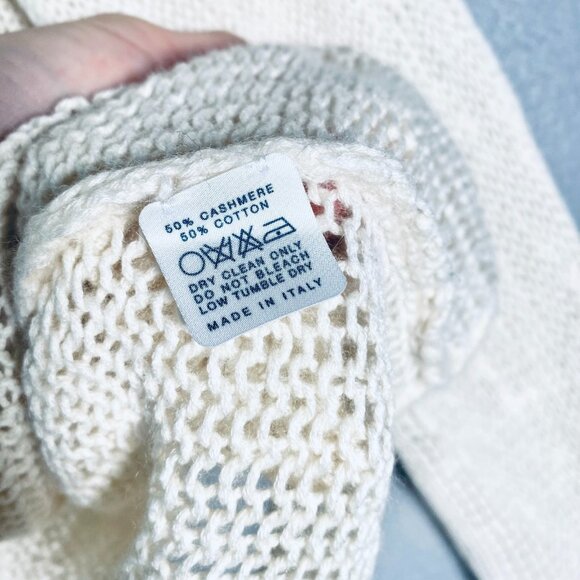 Manrico Cashmere Sweater Womens L Ivory Knit Clap Closure Cardigan Italy - Picture 5 of 11